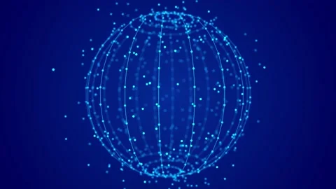 Sphere with moving information particles. Global communication technology. Stock Footage 157889698