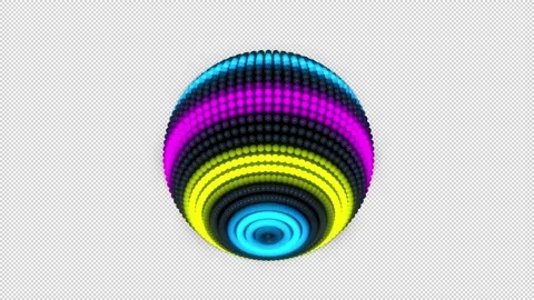 Sphere Neon Disco Alpha Channe Stock Footage 157277162