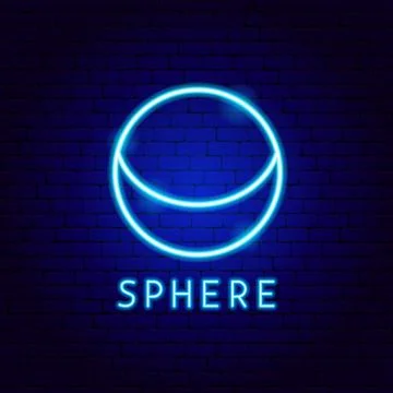 Sphere Neon Label Stock Illustration