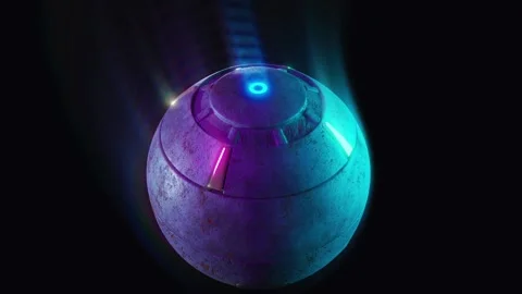Sphere with neon light signs Stock Footage 252375414