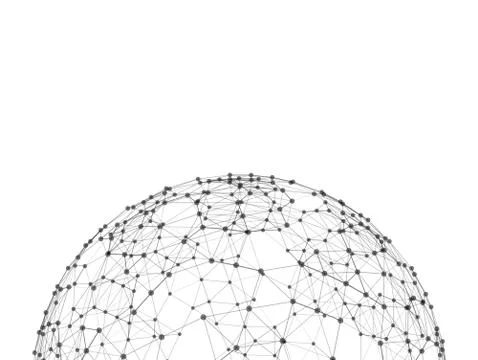 Sphere with network connection lines and dots isolated on white background in Stock Photos