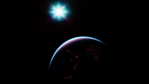 Sphere of nightly Earth planet in outer space Stock Footage 250594747