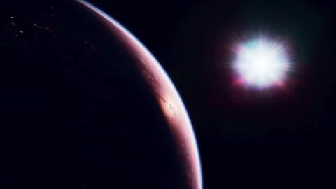 Sphere of nightly Earth planet in outer space Stock Illustration
