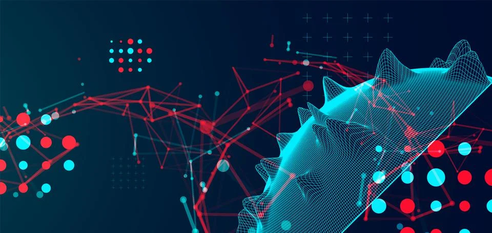 Sphere or virus theme with connected lines in technology style. Wireframe ill Stock Illustration