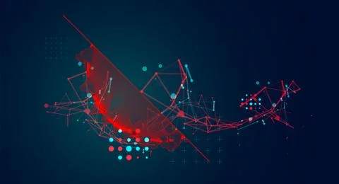 Sphere or virus theme with connected lines in technology style. Wireframe ill Stock Illustration