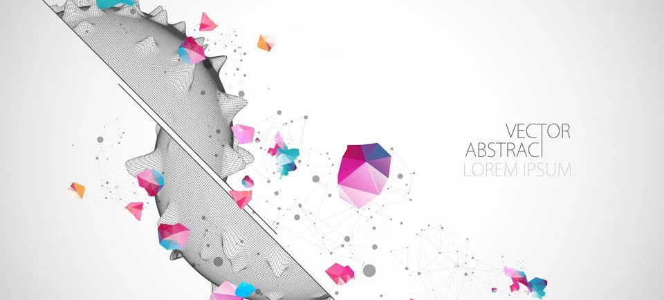 Sphere or virus theme with connected lines in technology style. Wireframe ill Stock Illustration