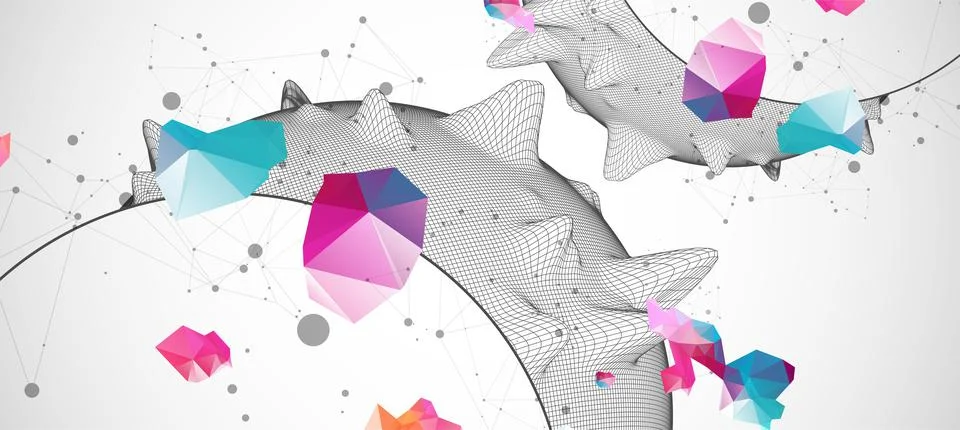 Sphere or virus theme with connected lines in technology style. Wireframe ill Stock Illustration