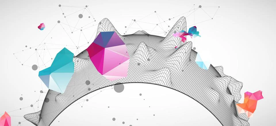 Sphere or virus theme with connected lines in technology style. Wireframe ill Stock Illustration