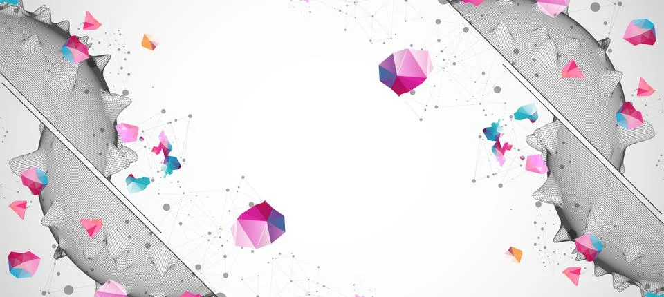 Sphere or virus theme with connected lines in technology style. Wireframe ill Stock Illustration