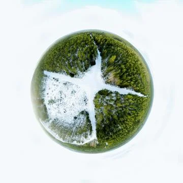 Sphere panorama of a winter landscape Stock Photos