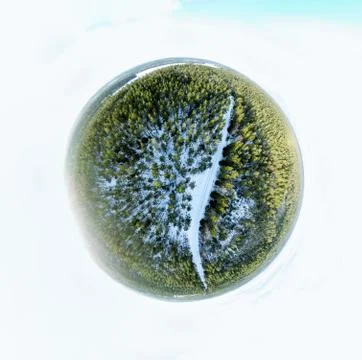 Sphere panorama of a winter landscape Stock Photos