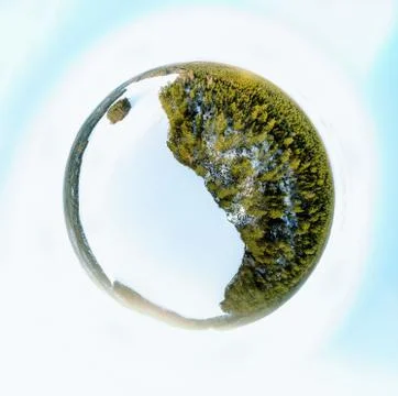 Sphere panorama of a winter landscape Stock Photos