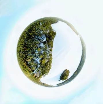Sphere panorama of a winter landscape Stock Photos