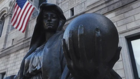 Sphere of the Personification of Science statue Stock Footage 98457248