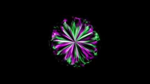A sphere with pink and green sinuous lines inside, on a dark background Stock Footage 274049317