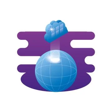 Sphere planet browser with cloud computing Stock Illustration