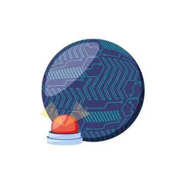 Sphere planet with emergency light Stock Illustration