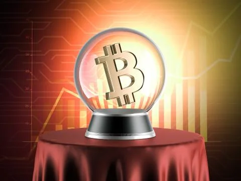 Sphere of predictions with bitcoin symbol . 3d rendering Stock Illustration