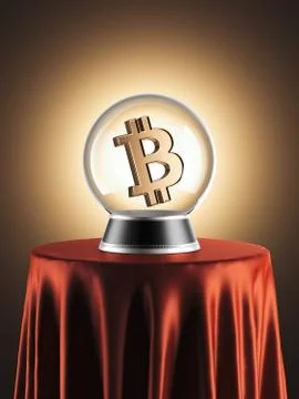 Sphere of predictions with bitcoin symbol inside . 3d rendering Illustration