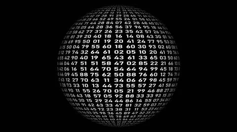 Sphere of random two-digit numbers - isolated on black background Stock Illustration