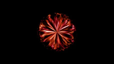 A sphere with red and orange sinuous lines inside, on a dark background Stock Footage 275908994