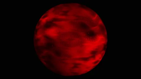 Sphere, red color, dense grid of dots, many, waves, sand, dust, particles Stock Footage 236088906