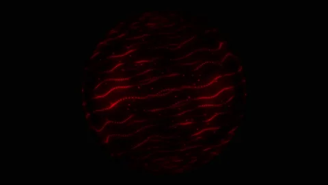Sphere, red, thin dotted lines, little, waves, sand, dust, particles Stock Footage 236088904