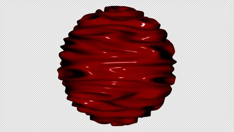 Sphere with Red Waves, Alpha Channel, Exclusive, Unique Design, 3D Render Stock Footage 270834148