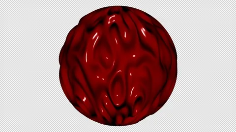 Sphere with Red Waves, Alpha Channel, 3D Render, Unique Design, Exclusive Stock Footage 270834260