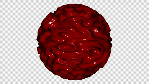 Sphere with Red Waves, Alpha Channel, 3D Render, Exclusive, Unique Design Stock Footage 270834724