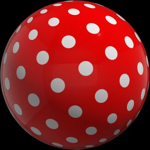 Sphere red with white dots rotates in place contains alpha channel Video stock 112762535
