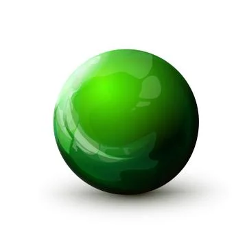Sphere with reflected light, green ball. Mock up of round realistic Stock Illustration
