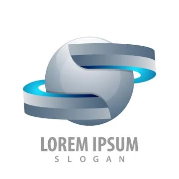 Sphere ribbon in 3D style concept design. Symbol graphic template element vec Stock Illustration