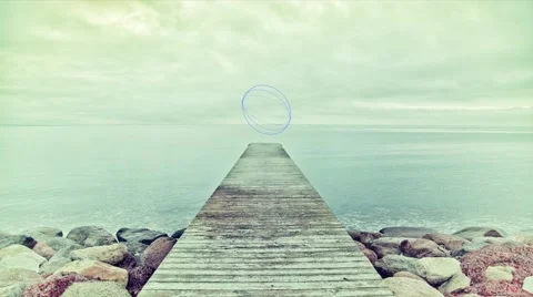 Sphere rotating on the pier ,seascape Stock Footage 40223126