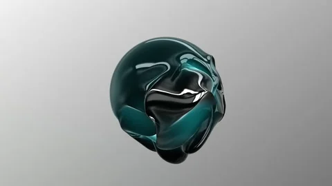 Sphere shape in deep colours with ripples and wavy surface transformation Stock Footage 221758719