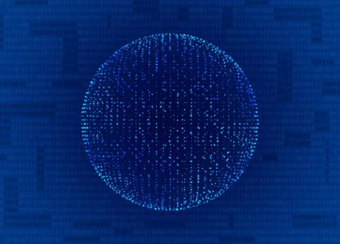 Sphere shape with network connection dots with data code for technology conce 스톡 일러스트