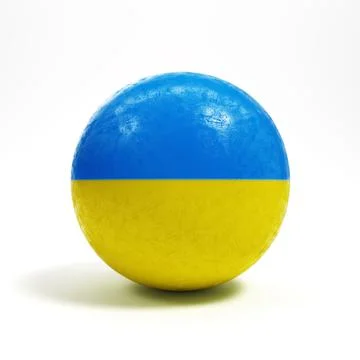 Sphere shape in Ukraine flag colors isolated on white background. 3d render 스톡 일러스트