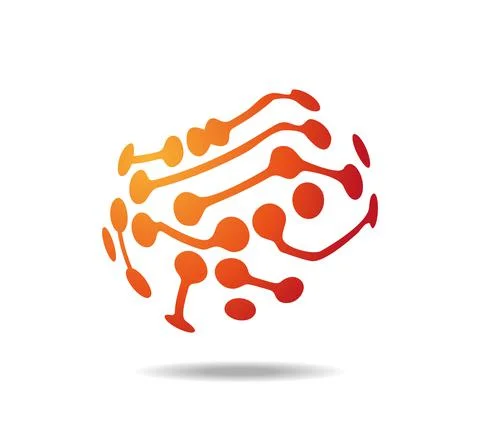 Sphere-shaped circuit board pattern in orange Stock Illustration