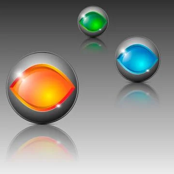 Sphere shaped different colored emblems Stock Illustration