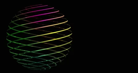 Sphere shaped lines on the black background Stock Footage 168930254