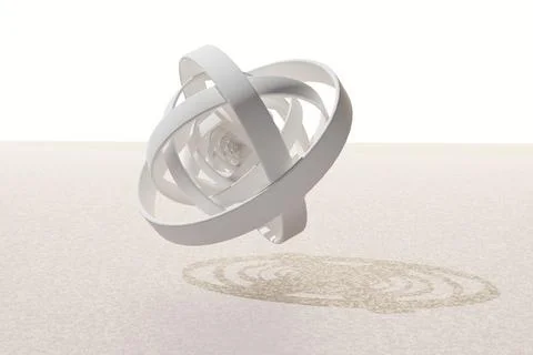 Sphere in the sharpening of large stone rings from white marble. 3d rendering Stock Illustration