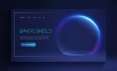 Sphere shield protect in abstract style. Virus protection bubble. Blue abstract Illustrazione stock