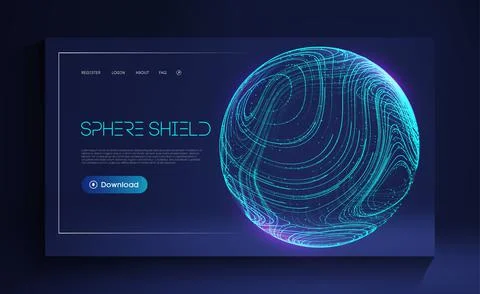 Sphere shield protect in abstract style. Virus protection bubble. Sphere lines Stock Illustration