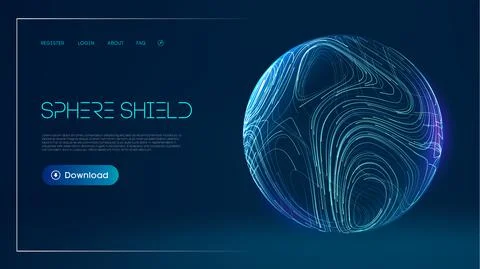 Sphere shield protect in abstract style. Virus protection bubble. Sphere lines Stock Illustration