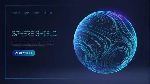 Sphere shield protect in abstract style. Virus protection bubble. Sphere lines Stock Illustration