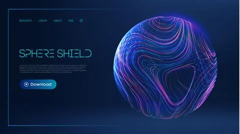 Sphere shield protect in abstract style. Virus protection bubble. Sphere lines Stock Illustration