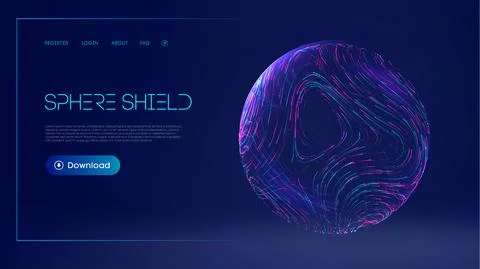 Sphere shield protect in abstract style. Virus protection bubble. Sphere lines Stock Illustration