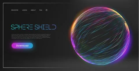 Sphere shield protect in abstract style. Virus protection bubble. Sphere lines Stock Illustration