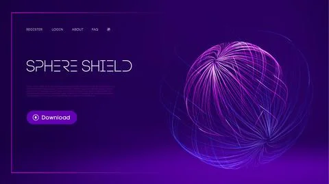 Sphere shield protect in abstract style. Virus protection bubble. Sphere lines Stock Illustration