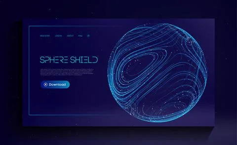 Sphere shield protect in abstract style. Virus protection bubble. Sphere lines Stock Illustration